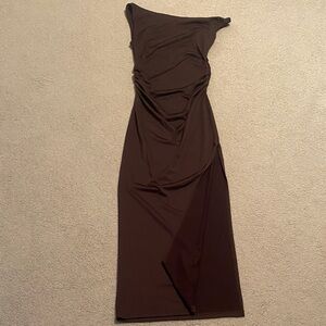 Women’s One-Shoulder Chocolate Brown Dress
